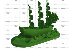 Топиари корабль, h - 250 см, зеленый - газон Eco