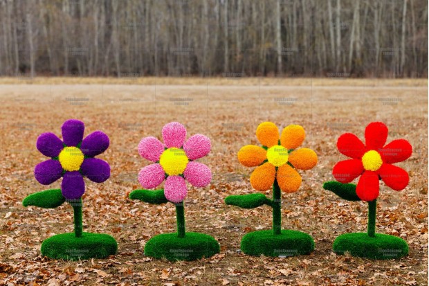 Топиари композиция цветы, 4 шт, h=109 см - газон Eco + Deluxe | Заказать и купить с доставкой