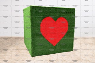 Топиари куб с сердцем, h=200см - газон Deluxe+Есо
