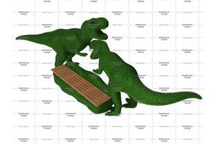 Топиари композиция динозавры схватка, с лавочкой, h=150см - газон Есо