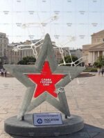 Топиарии звезда с журавлями Слава героям СВО, h=285 см газон Eco