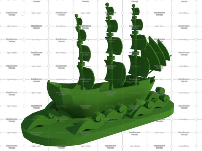 Топиари корабль, h - 100 см, зеленый - газон Eco