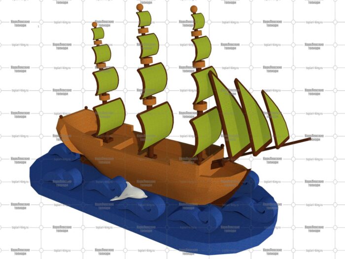 Топиари корабль, h - 100 см, цветной - газон Eco