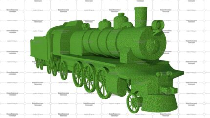 Топиари паровоз, зеленый - газон Premium