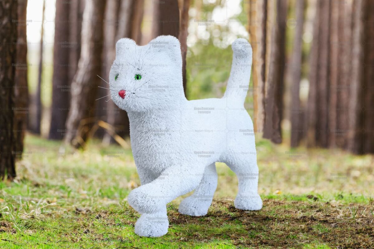 Топиари белый кот, h=60 см - газон Eco