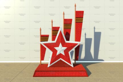 Топиари стела Знамена славы - газон Есо