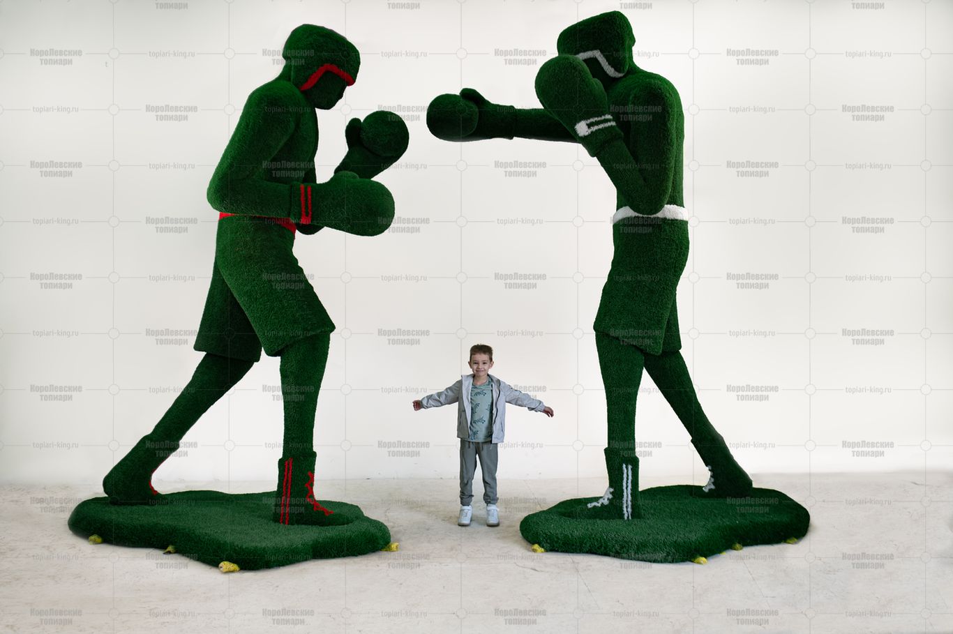 Топиари композиция боксеры - газон Есо Топиари композиция боксеры - газон Есо