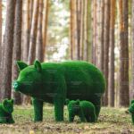 Топиари композиция поросята мама и детки, 4 шт - газон Eco