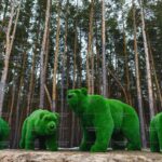 Топиари композиция, медведи, 4 шт - газон Premium