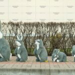 Топиари композиция зайцы, серые - газон Eco