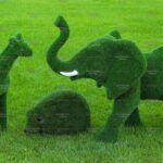 Топиари композиция малыши (слон, жираф, ежик) - газон Eco