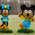 Топиари композиция мышка Крис, модель 1 и мышонок Малыш - газон Deluxe + Eco