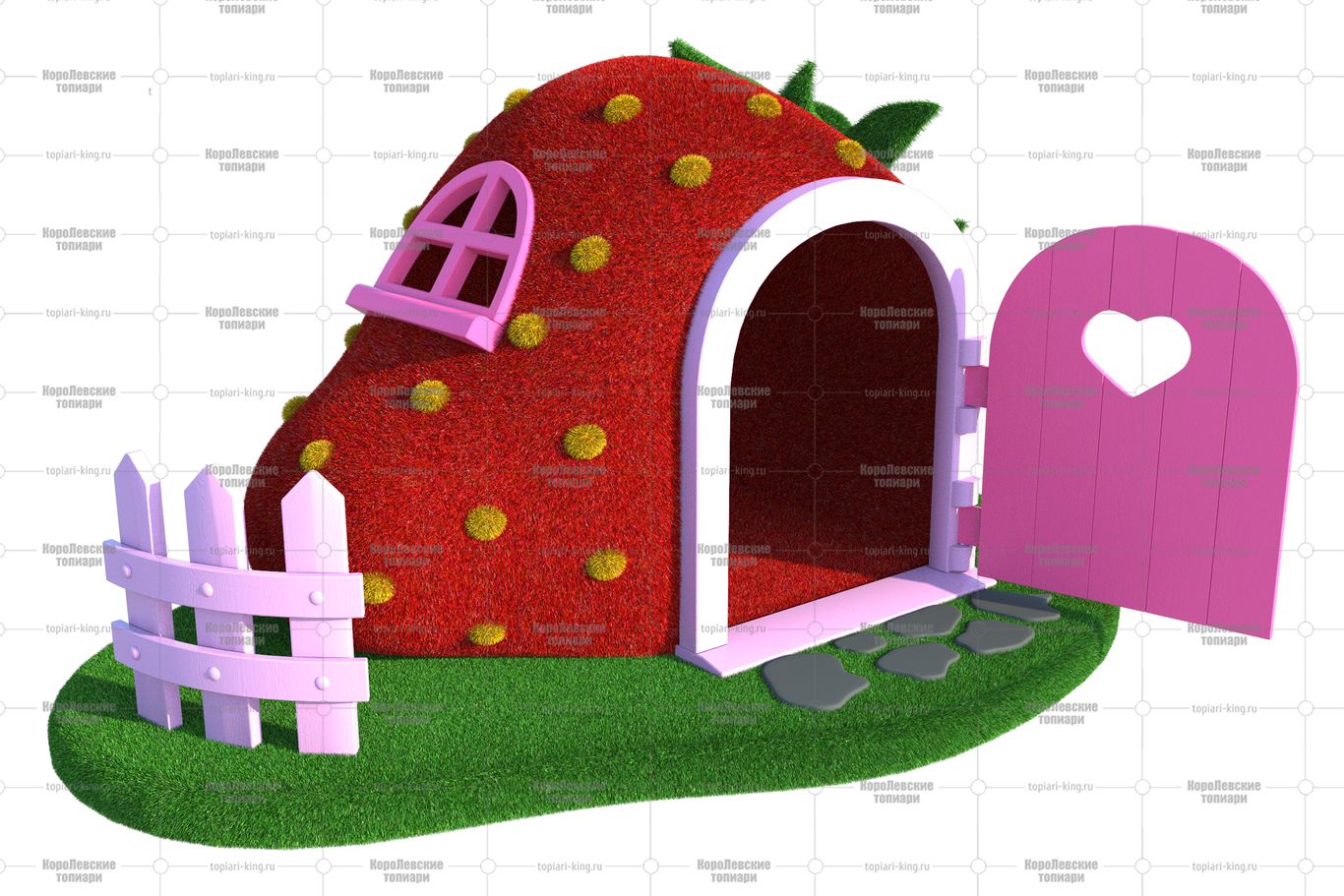 Топиари домик-клубничка - газон Eco Топиари домик-клубничка - газон Eco