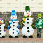 Топиари композиция снеговики, 3 шт - газон Eco