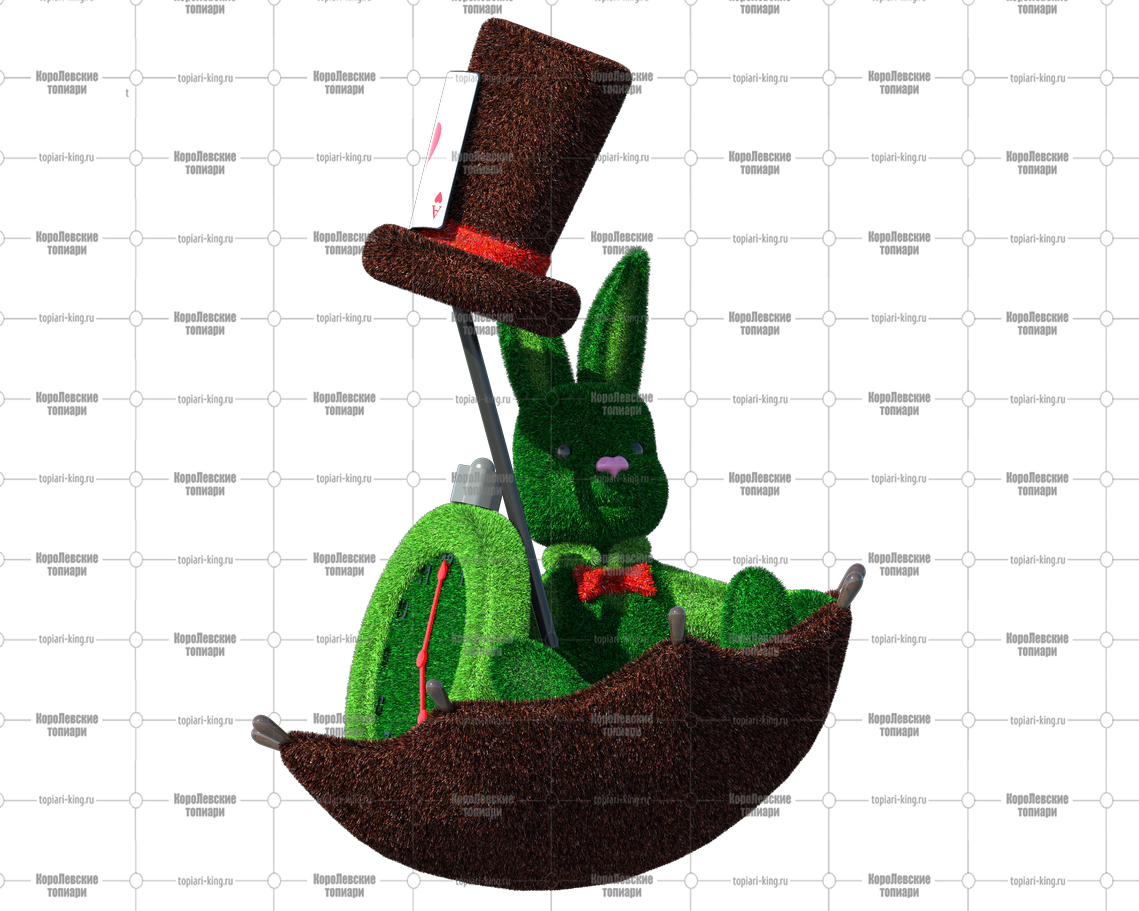 Топиари композиция кролик в зонтике - газон Есо Топиари композиция кролик в зонтике - газон Есо