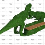 Топиари композиция динозавры схватка, с лавочкой, h=150 см - газон Есо