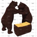 Топиари композиция медведи схватка, с лавочкой, h=250 см - газон Есо