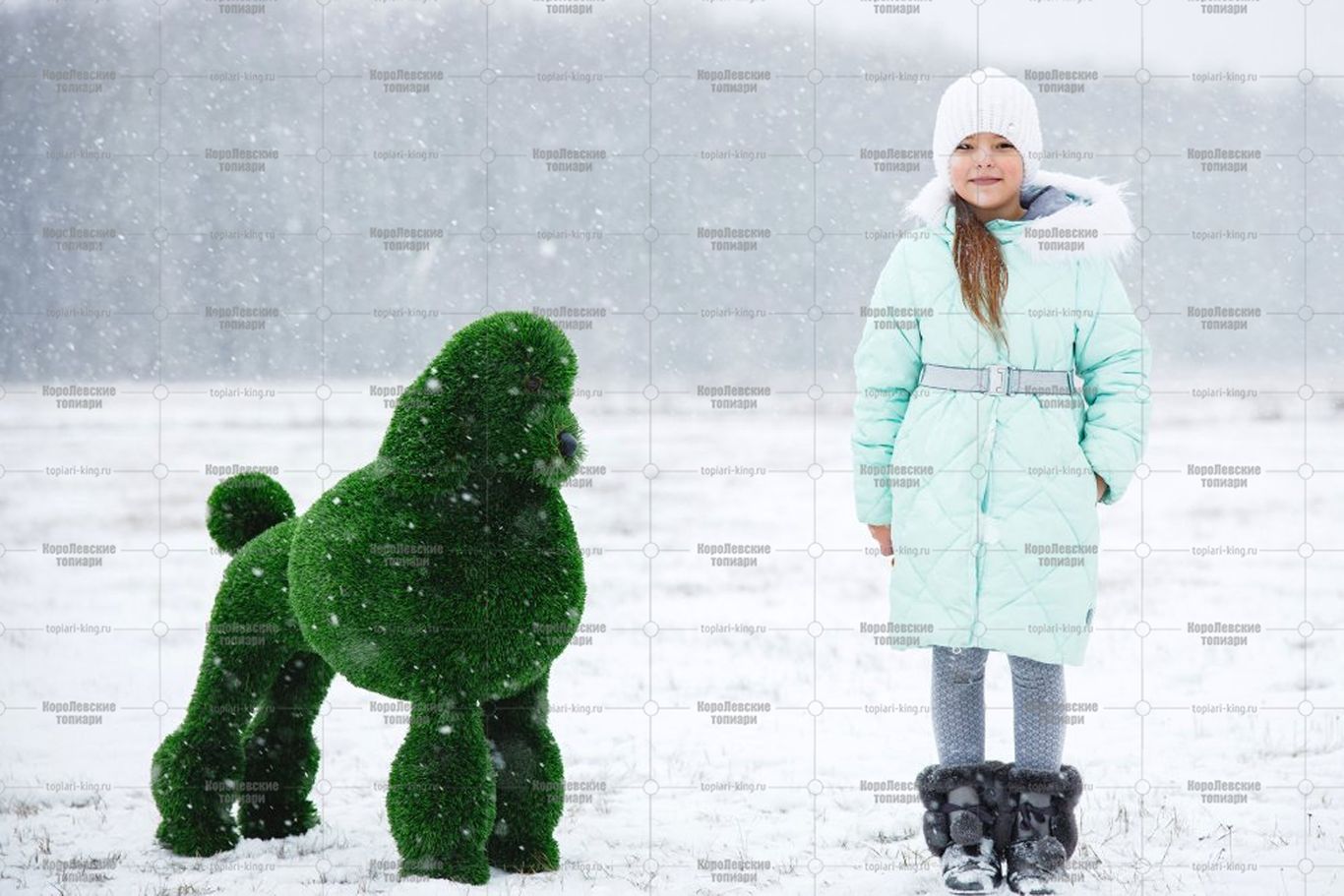 Топиари собака пудель - газон Deluxe Топиари собака пудель - газон Deluxe