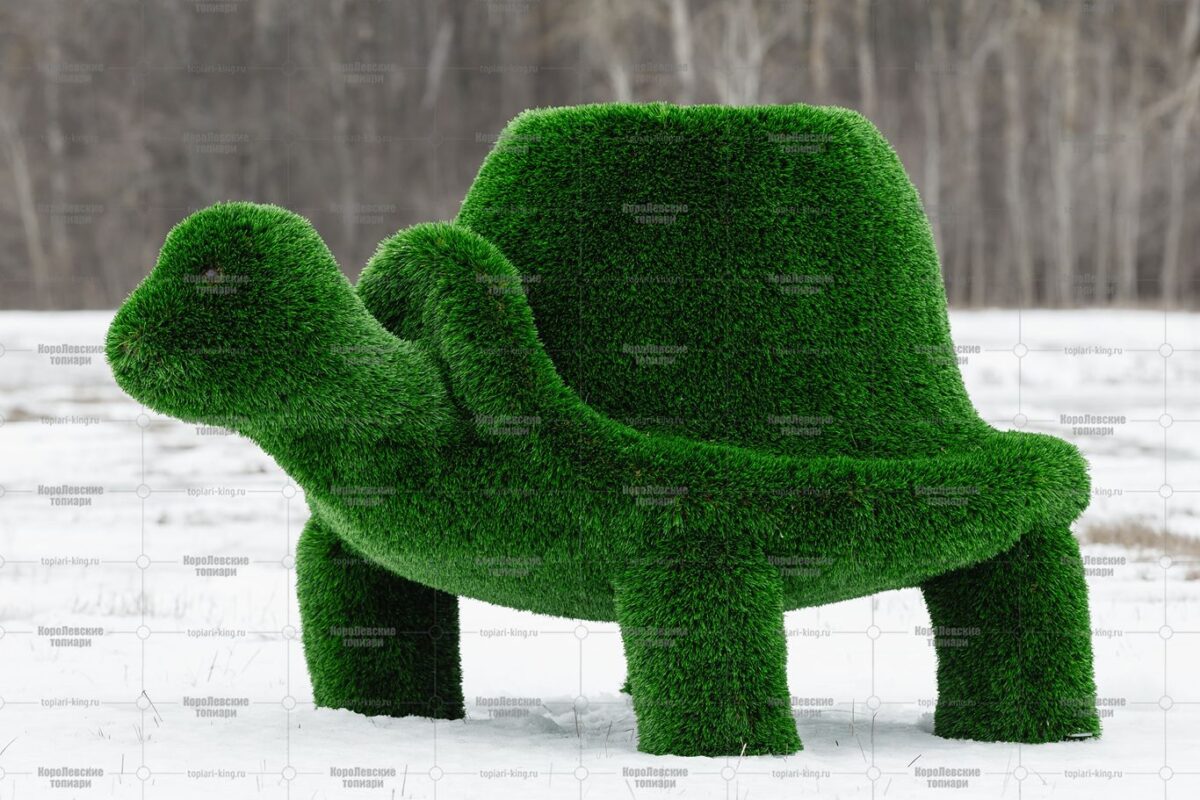 Топиари черепаха с кашпо, Мудрая, h=100 см- газон Deluxe Green