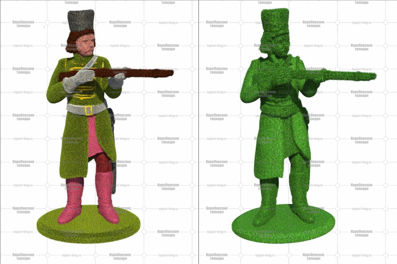 Топиари гусар, прицеливается, h=127 см - газон Eco Топиари гусар, прицеливается, h=127 см - газон Eco