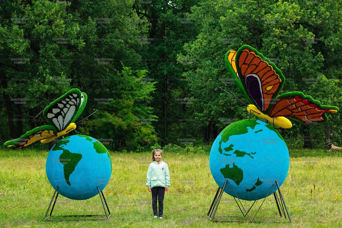 Топиари композиция бабочка Королева III на земном шаре - газон Eco Топиари композиция бабочка Королева III на земном шаре - газон Eco