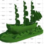 Топиари корабль, h - 250 см, зеленый - газон Eco