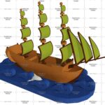 Топиари корабль, h - 250 см, цветной - газон Eco