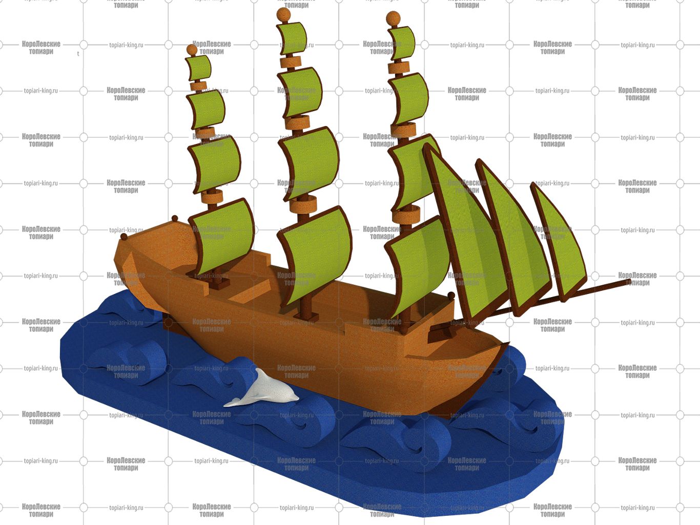 Топиари корабль, h - 250 см, цветной - газон Eco Топиари корабль, h - 250 см, цветной - газон Eco