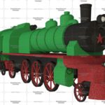 Топиари паравоз, цветной, 3 цвета - газон Eco