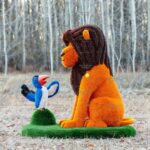 Топиари лев с птичкой - газон Deluxe + Eco