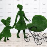 Топиари композиция мама с детьми - газон Есо