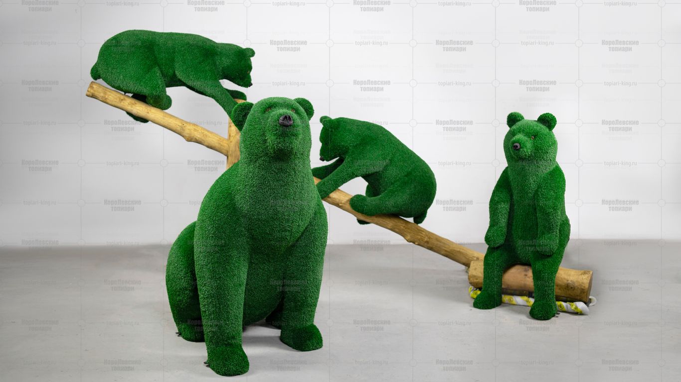 Топиари композиция мишки в лесу, 4 шт. - газон Есо Топиари композиция мишки в лесу, 4 шт. - газон Есо