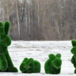 Топиари композиция зайцы, 4 шт - газон Deluxe