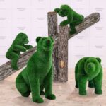 Топиари композиция мишки в лесу 3шт. и медведь Муни - газон Deluxe Greeen
