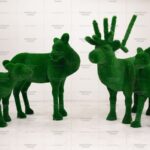 Топиари композиция семья оленей,  Чигорин 4шт. - газон Deluxe Green