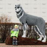 Топиари волк на камне большой - газон Eco