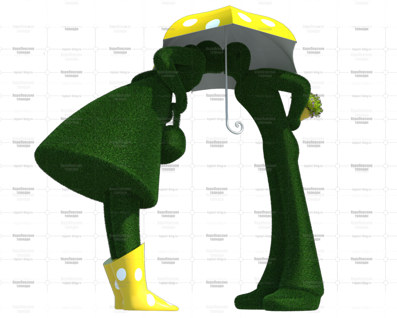 Топиари композиция пара под зонтом - газон Есо Топиари композиция пара под зонтом - газон Есо