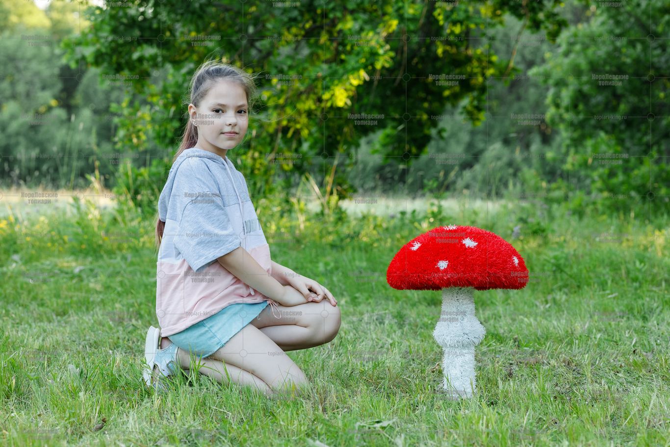 Топиари гриб мухомор стройный, h=45 см - газон Eco Топиари гриб мухомор стройный, h=45 см - газон Eco