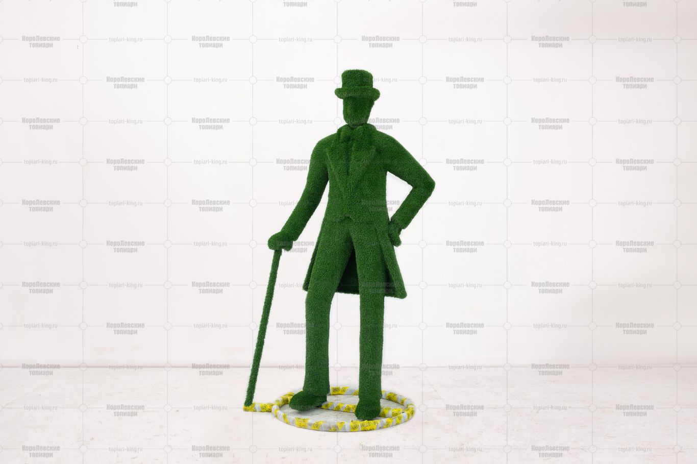 Топиари джентельмен во фраке и цилиндре  с тростью, h=235 см газон Eco Топиари джентельмен во фраке и цилиндре  с тростью, h=235 см газон Eco